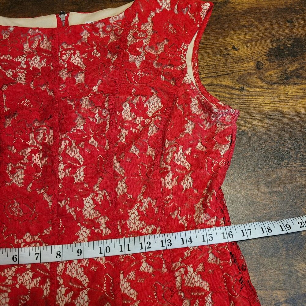 Julian Taylor New York Fit & Flare Dress Size 14 Floral Lace Cap Sleeve Coquette - Picture 7 of 8